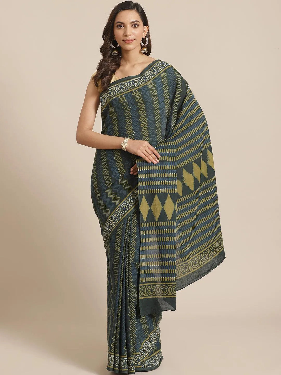 Multicoloured Printed Cotton Saree - Jashvi