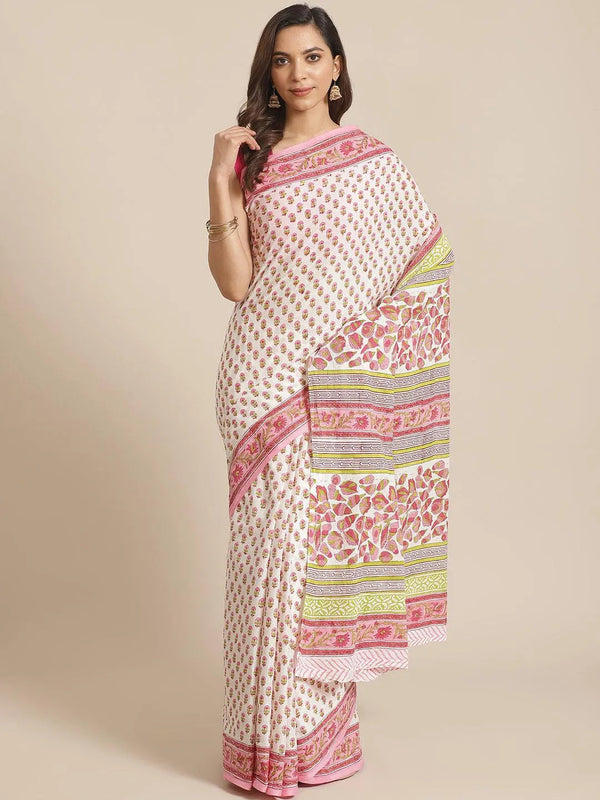 Multicoloured Printed Cotton Saree - Jashvi