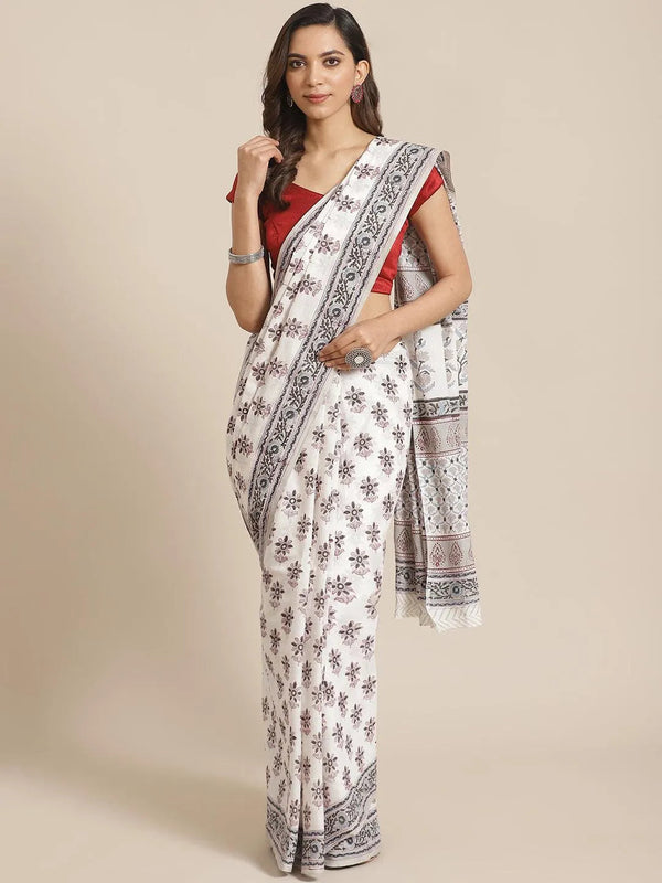 Multicoloured Printed Cotton Saree - Jashvi