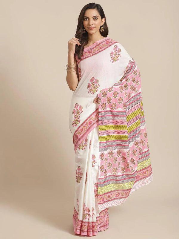 Multicoloured Printed Cotton Saree - Jashvi