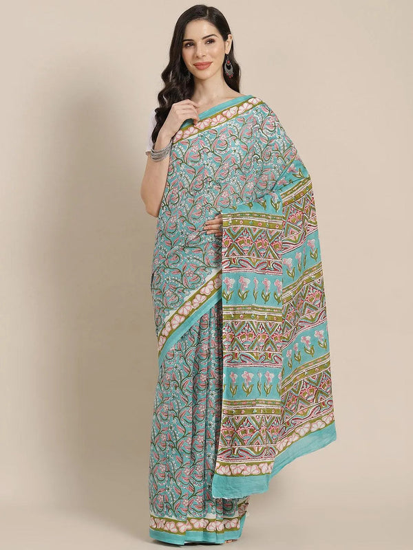 Multicoloured Printed Cotton Saree - Jashvi