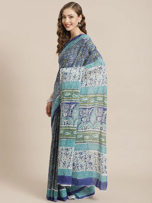 Multicoloured Printed Cotton Saree - Jashvi