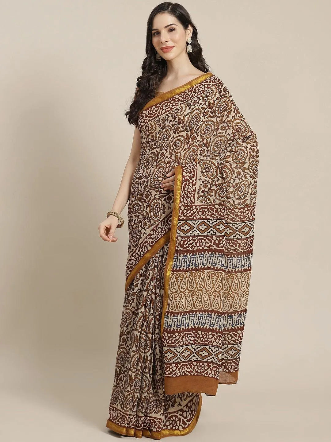 Multicoloured Printed Cotton Saree - Jashvi