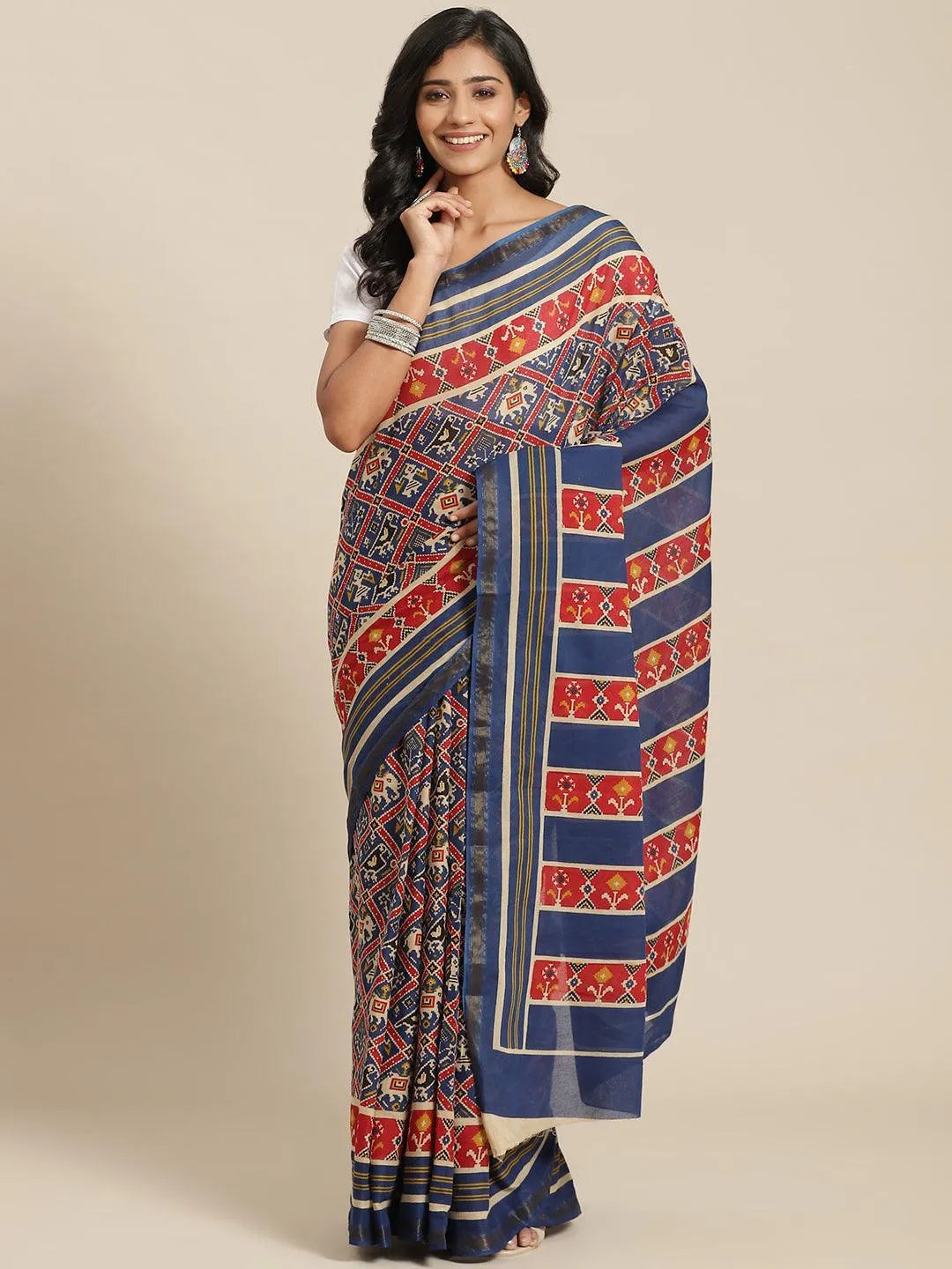 Multicoloured Printed Cotton Saree - Jashvi