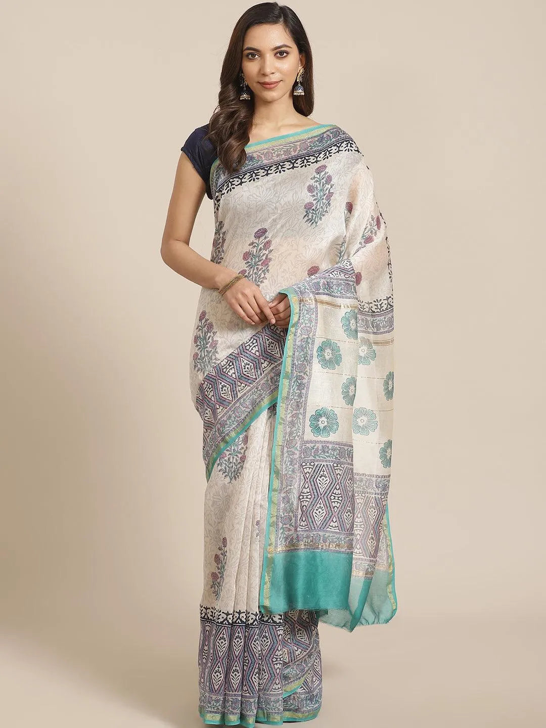 Multicoloured Printed Cotton Silk Saree - Jashvi