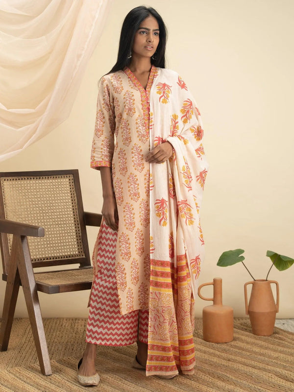 Multicoloured Printed Cotton Suit Set - Jashvi