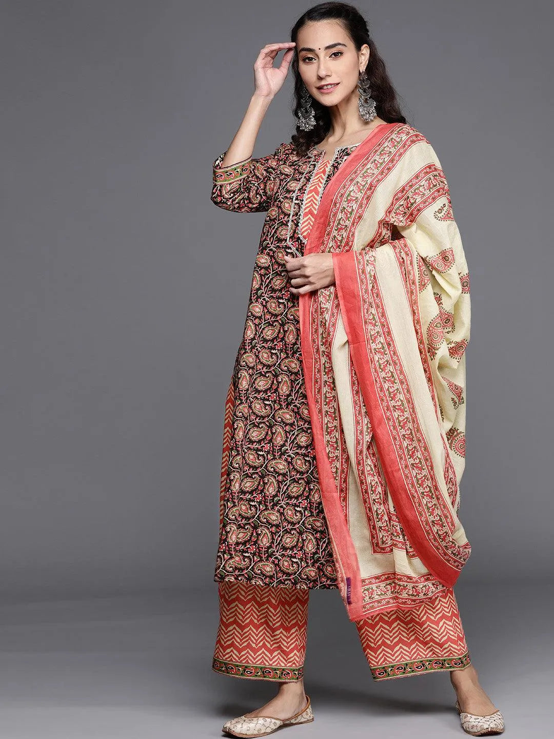 Multicoloured Printed Cotton Suit Set - Jashvi