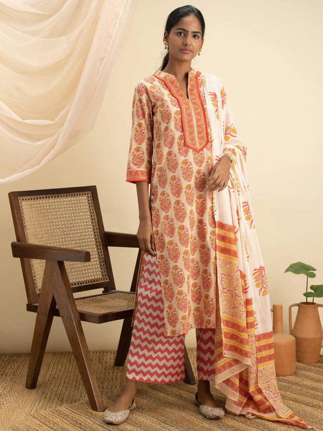 Multicoloured Printed Cotton Suit Set - Jashvi