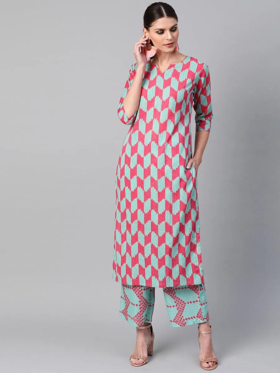 Multicoloured Printed Cotton Kurta Set - Jashvi