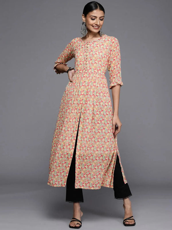 Multicoloured Printed Georgette A-Line Kurta - Jashvi