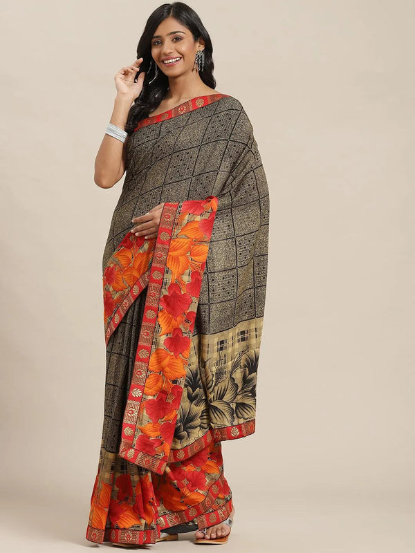 Multicoloured Printed Georgette Saree - Jashvi