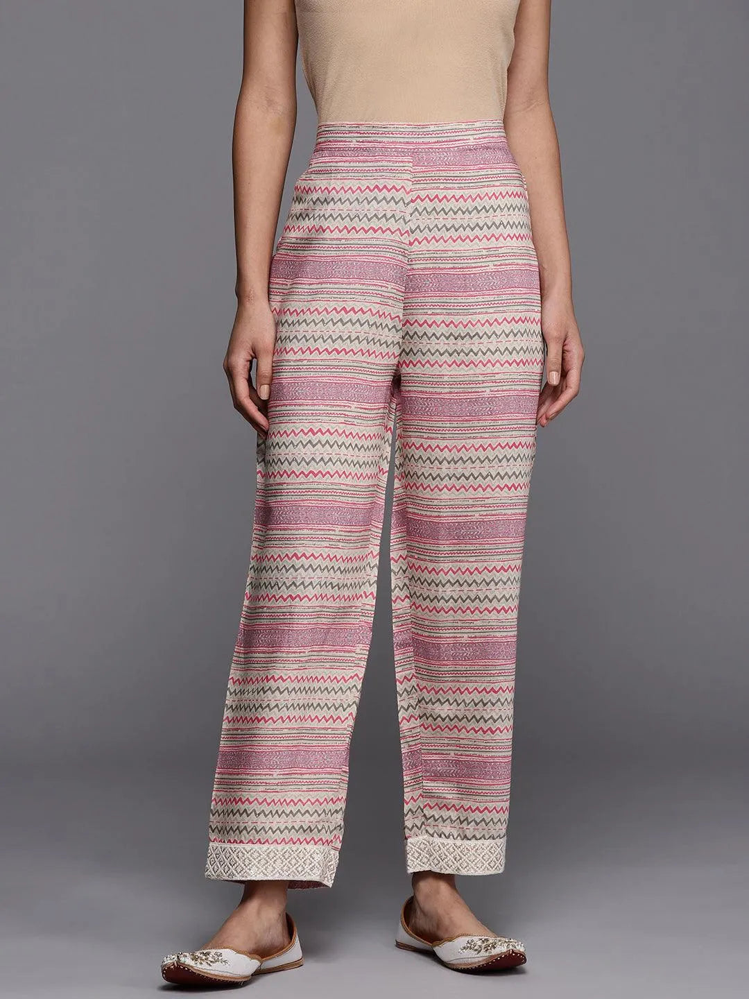 Multicoloured Printed Silk Trousers - Jashvi