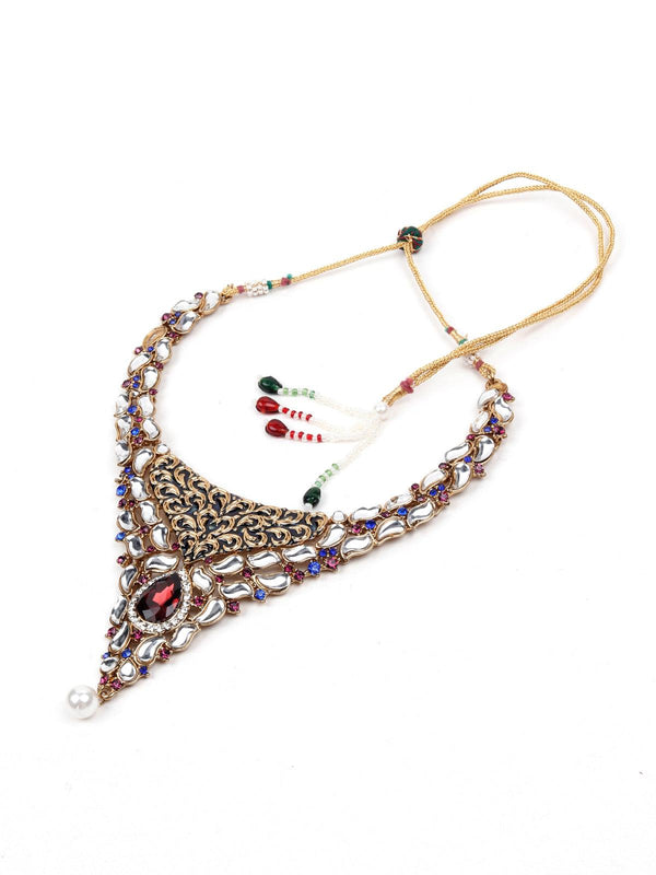 Women's Multicoloured Stones And Kundan Set - Odette