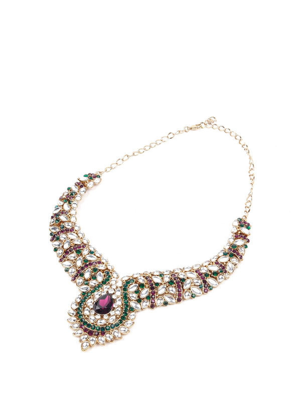 Women's Multicoloured Stones And Kundan Set - Odette