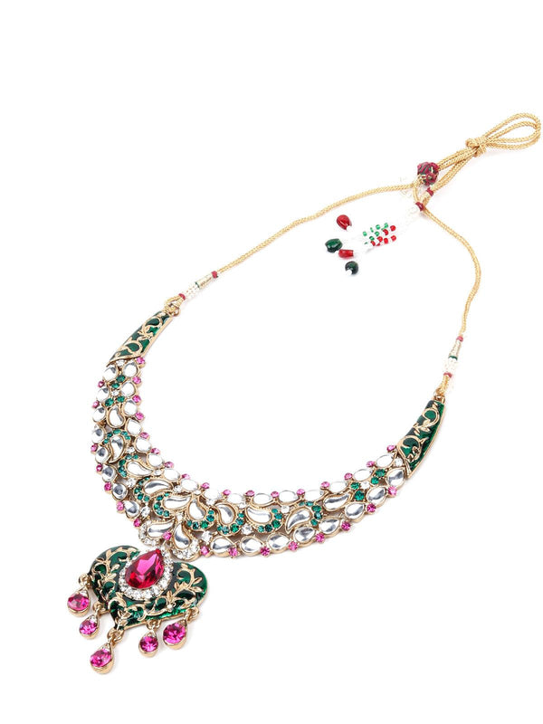 Women's Multicoloured Stones And Kundan Set - Odette