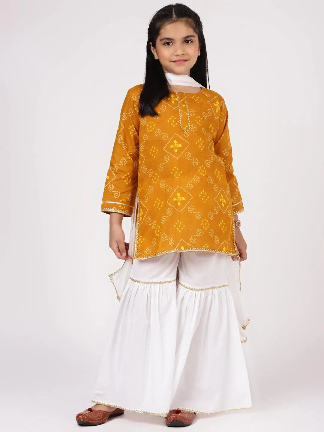 Mustard Printed Cotton Suit Set - Jashvi