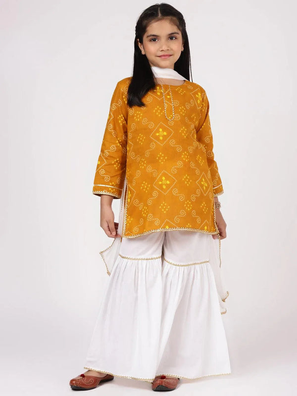 Mustard Printed Cotton Suit Set - Jashvi