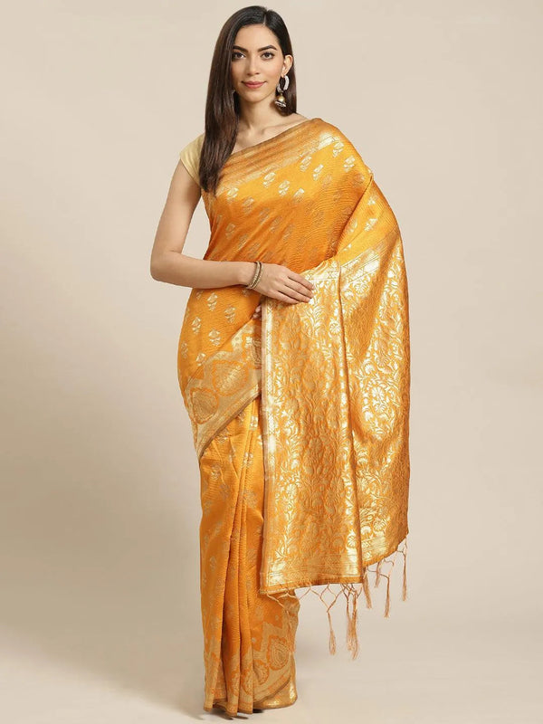 Mustard Woven Design Brocade Saree - Jashvi