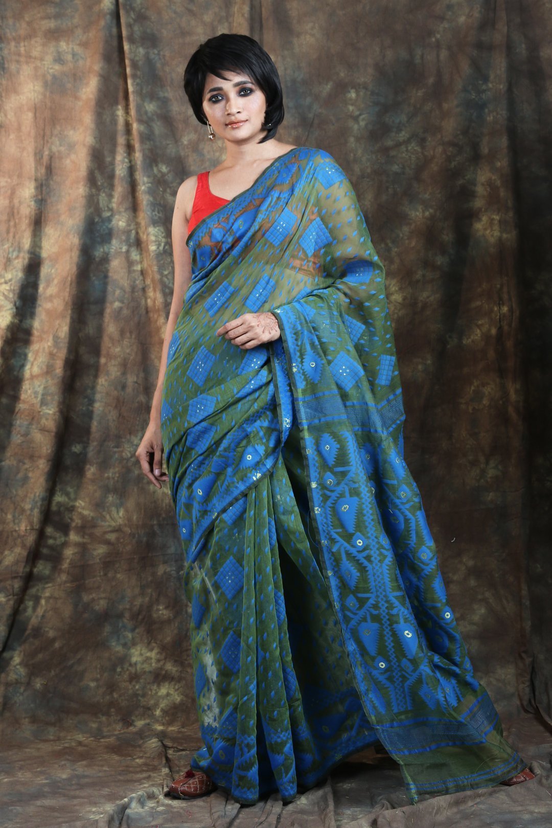 Women's  Allover Weaving Jamdani Saree - Arhi