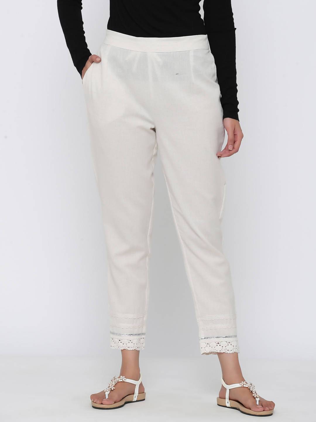 Women's Cotton Solid Straight Pants - Juniper