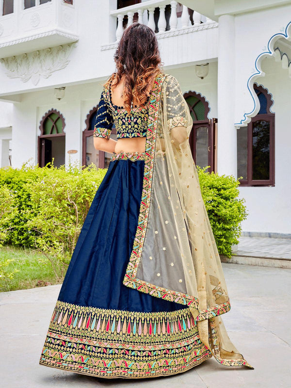 Women's Navy Blue Festival Wear Lehenga Set - Odette