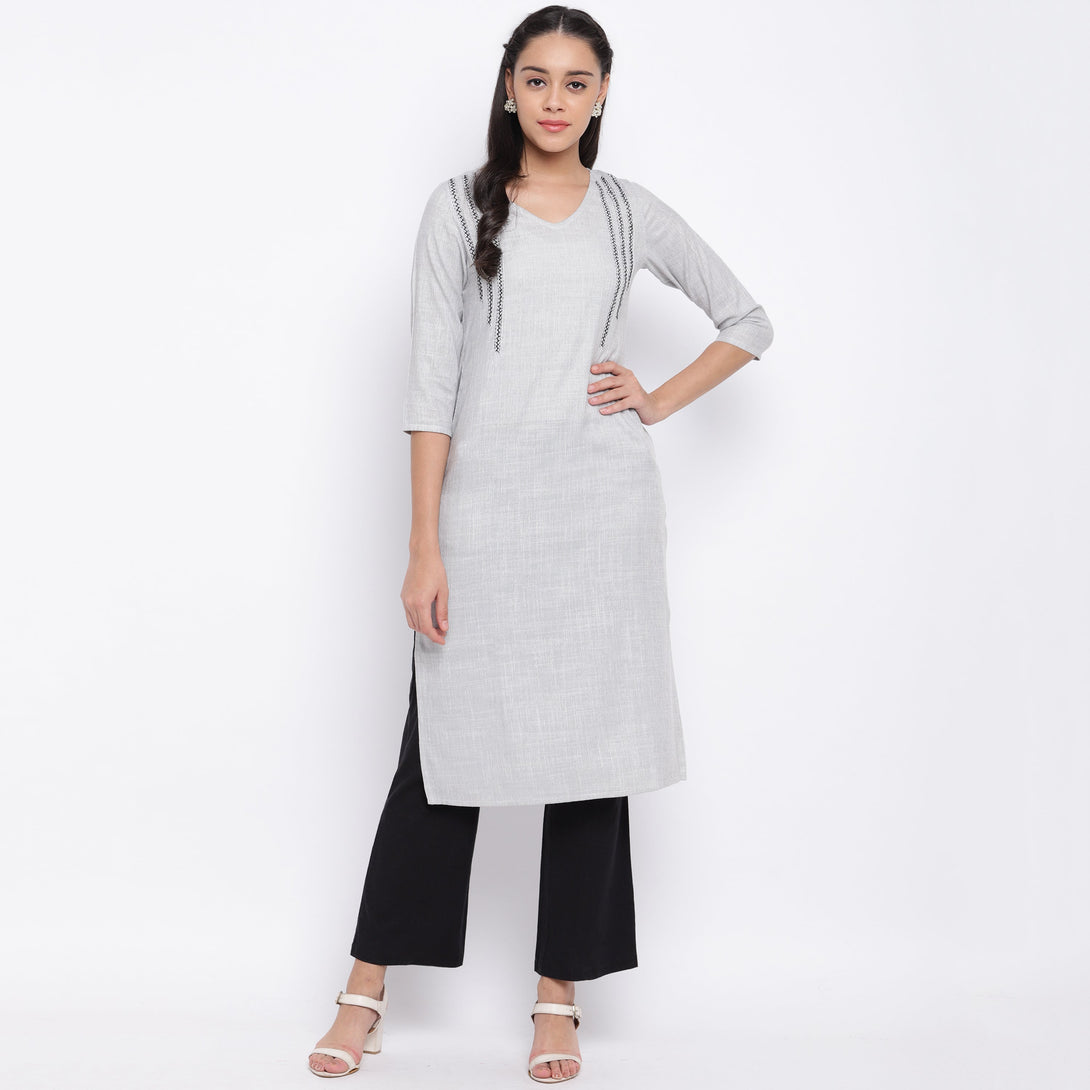 Women's Grey Rayon Kurta By Vbuyz (1Pc)