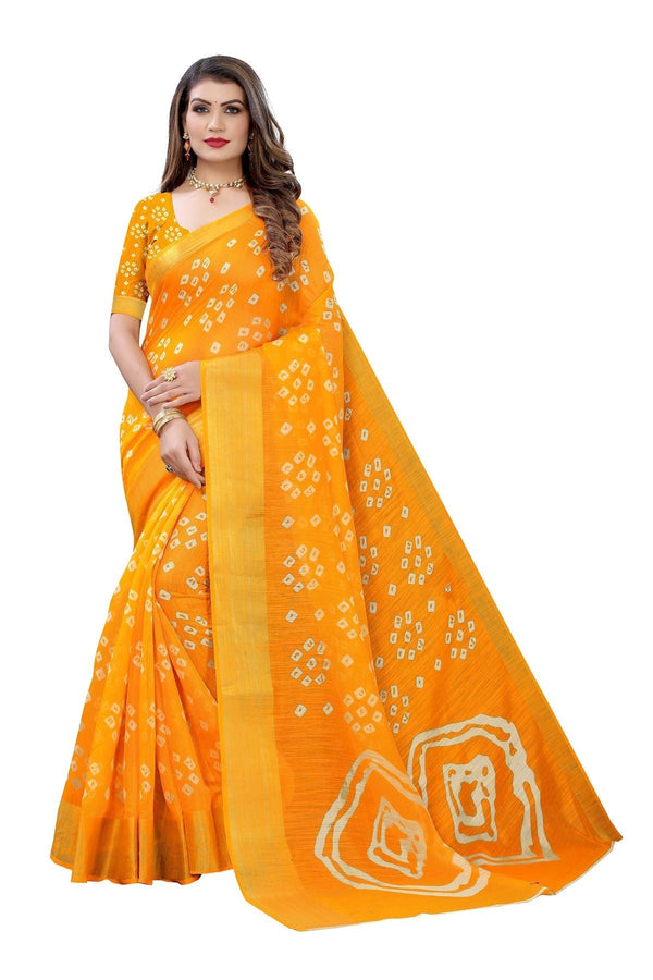 Women's Linen Jari Border Saree With Blouse Piece - Vamika