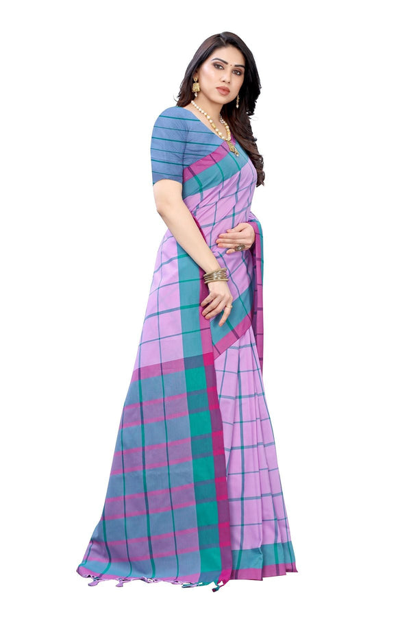 Women's Vamika Lavendar Cotton Silk Weaving Saree - Vamika