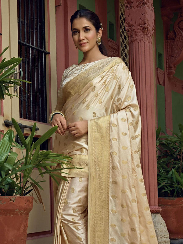 Women's Off White Color Art Silk Saree With Art Silk Blouse - Odette