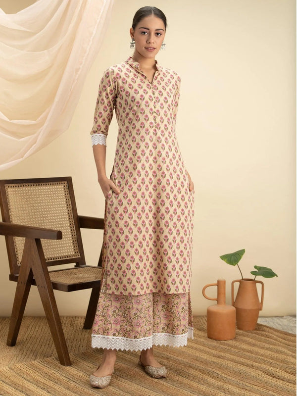 Off-White Printed Kurta Set - Jashvi