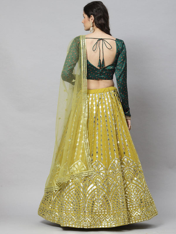 Women's Olive Beautiful Gota Patti Lehenga Choli Set - Odette