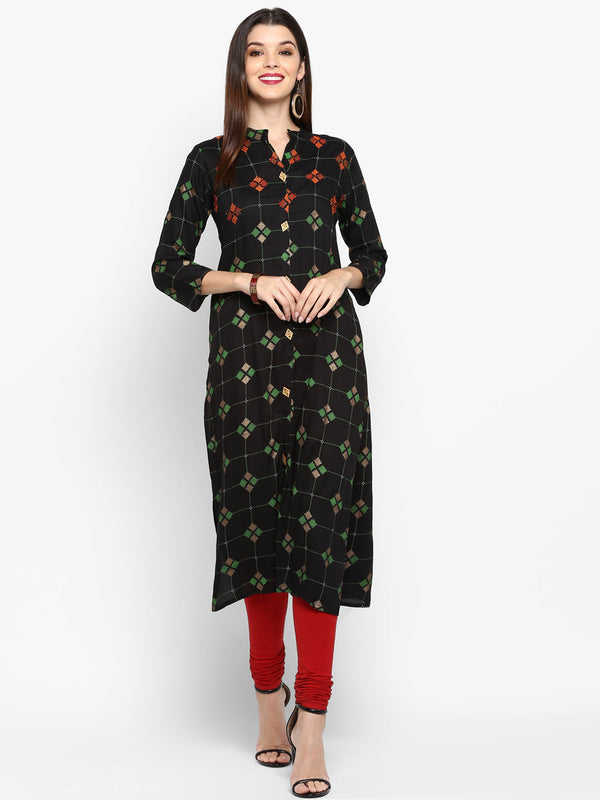 Women's Black Rayon Kurta By Vbuyz (1Pc)