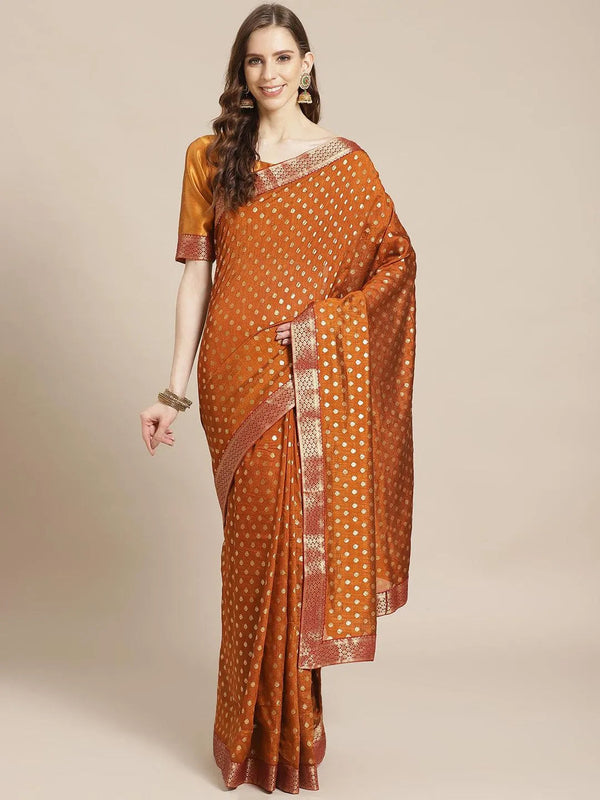 Orange Printed Polyester Saree - Jashvi