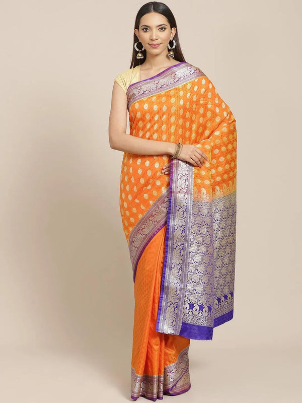 Orange Woven Design Brocade Saree - Jashvi