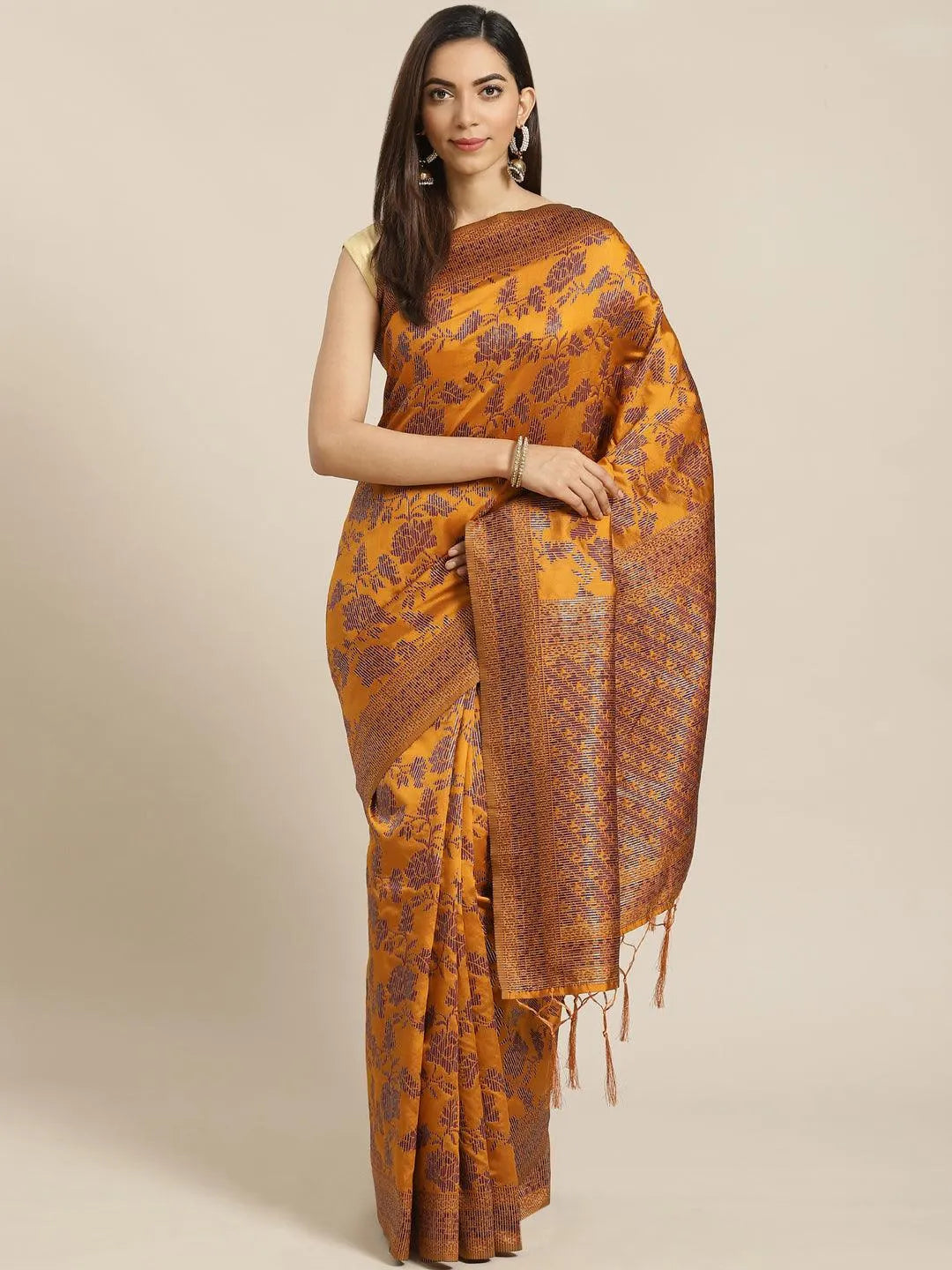 Orange Woven Design Brocade Saree - Jashvi