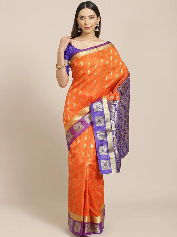 Orange Woven Design Brocade Saree - Jashvi