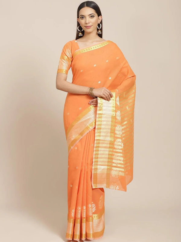 Orange Woven Design Cotton Saree - Jashvi