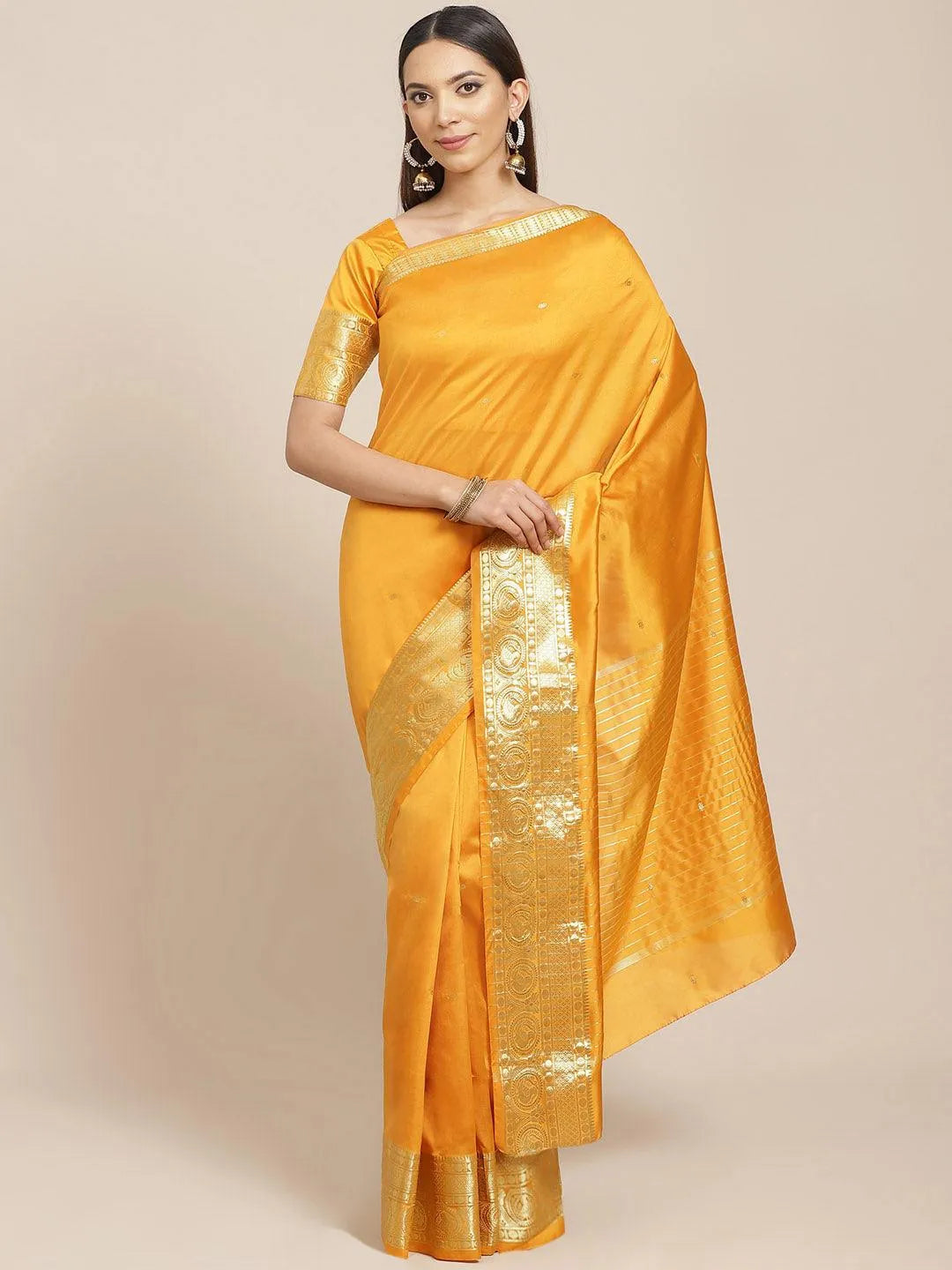 Orange Woven Design Silk Blend Saree - Jashvi