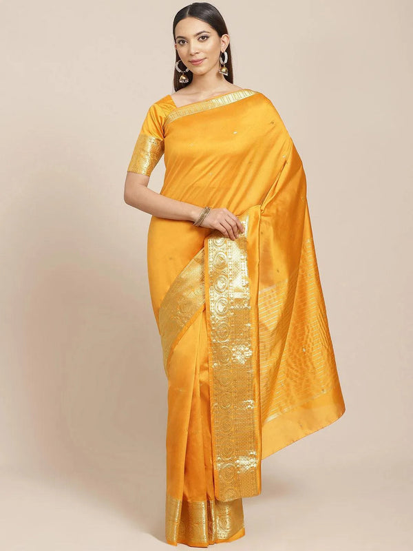 Orange Woven Design Silk Blend Saree - Jashvi