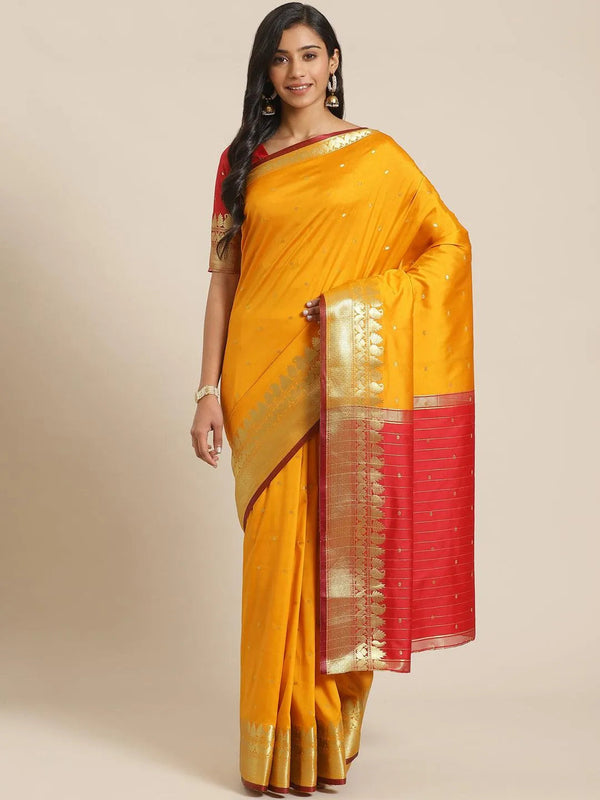 Orange Woven Design Silk Saree - Jashvi