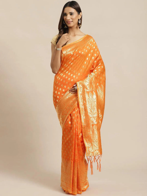 Orange Woven Design Silk Saree - Jashvi