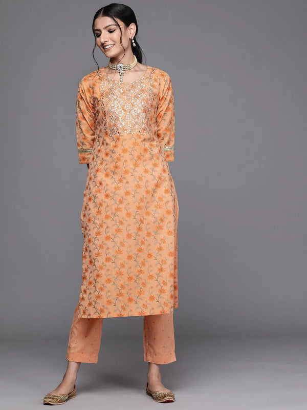 Orange Yoke Design Cotton Silk Kurta - Jashvi