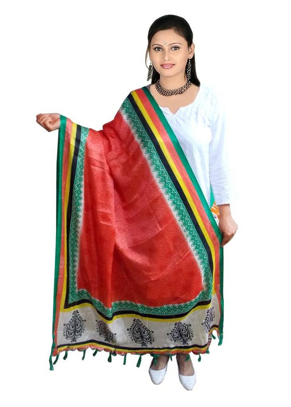 Women's Vamika Multi-Colour Printed Bhagalpuri Silk Dupatta Vms2004 - Vamika