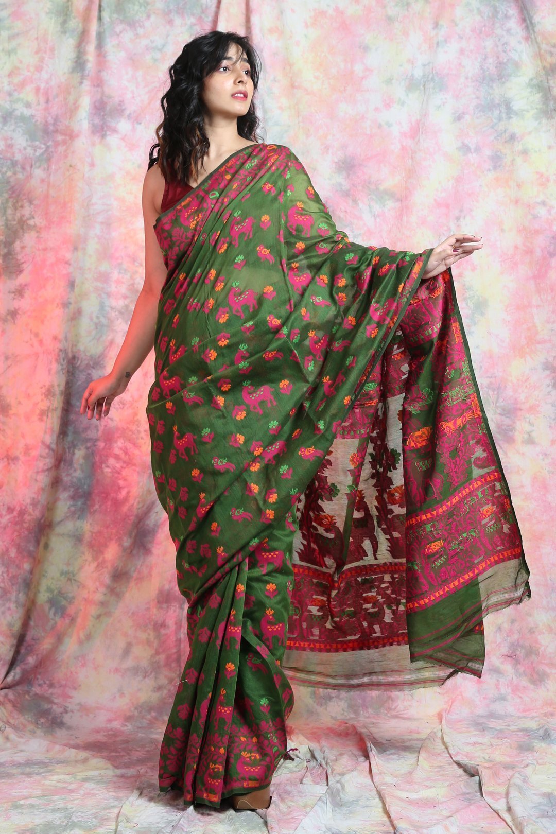 Women's Allover Weaving Jamdani Saree - Arhi