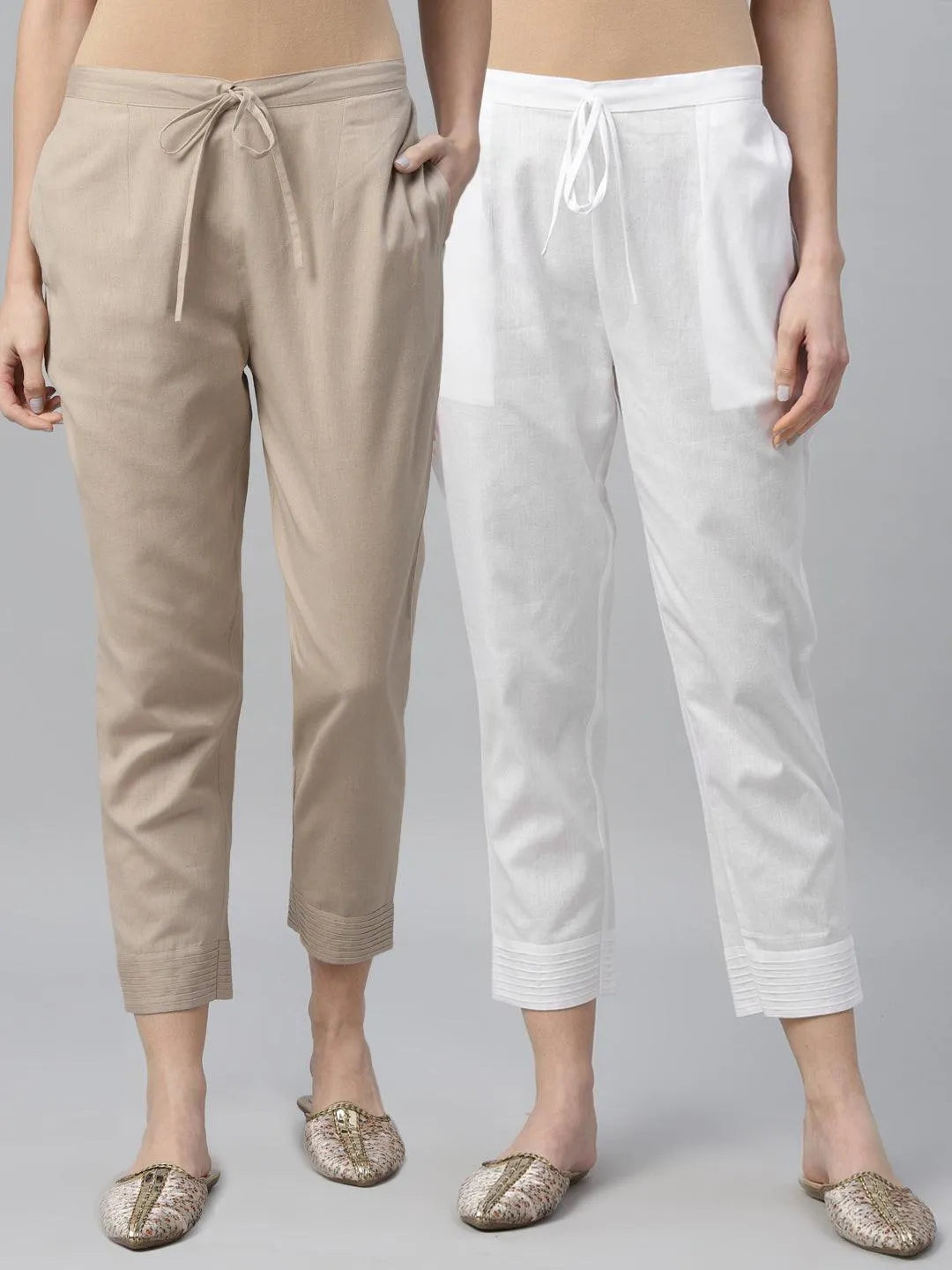 Pack of 2 Solid Cotton Trousers - Jashvi