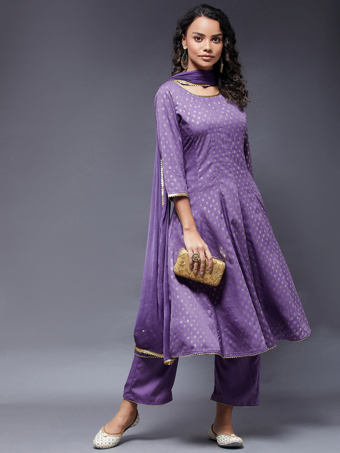 Women's Anarkali Full Flare Kurta With Trouser Ans Duppata  - Azira