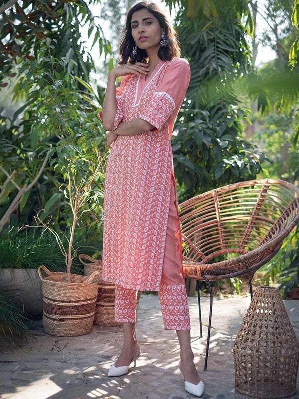 Peach Embroidered Silk Kurta - Jashvi