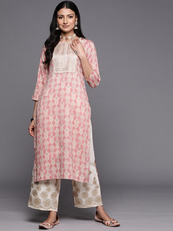 Peach Printed Rayon Straight Kurta - Jashvi