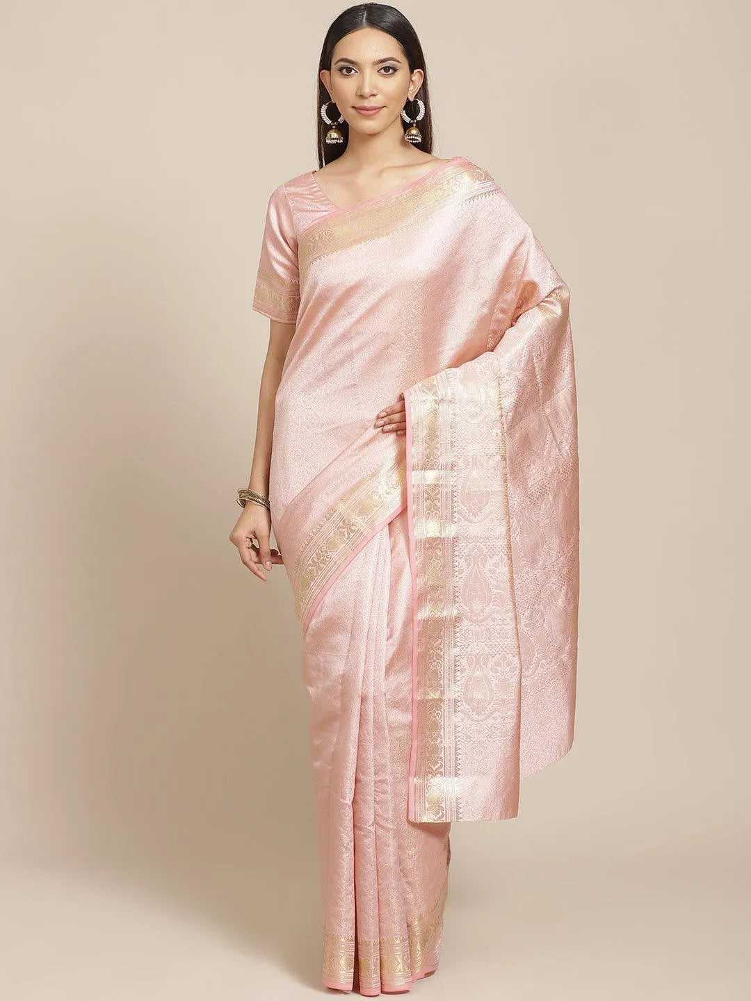 Peach Woven Design Brocade Saree - Jashvi