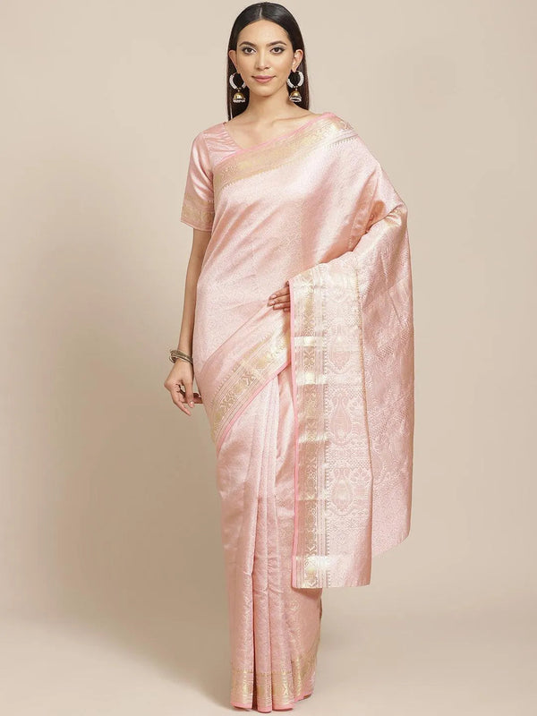 Peach Woven Design Brocade Saree - Jashvi